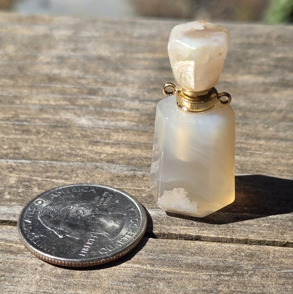 Natural Edge Kharma Collection by Avelon Jewelry - Coral Agate Crystal Bottle Pendant Essential Oil Aroma Therapy